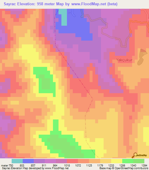 Sayrac,Turkey Elevation Map