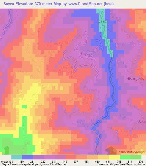 Sayca,Turkey Elevation Map