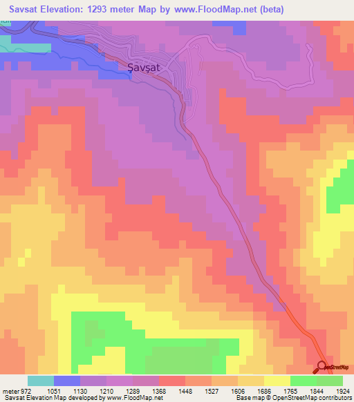 Savsat,Turkey Elevation Map