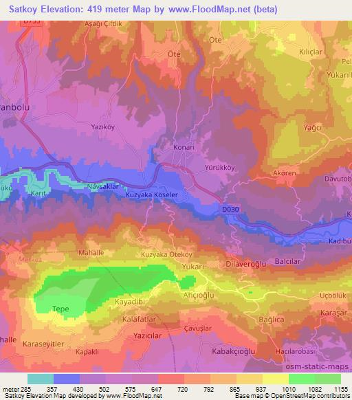 Satkoy,Turkey Elevation Map