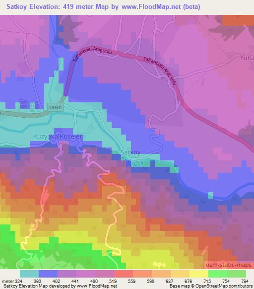 Satkoy,Turkey Elevation Map