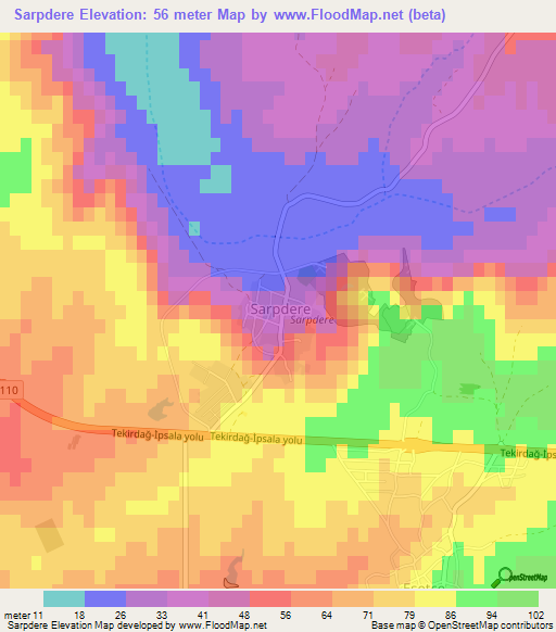 Sarpdere,Turkey Elevation Map