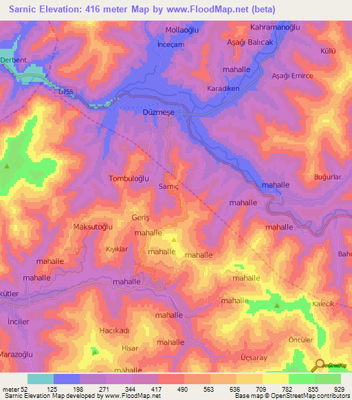 Sarnic,Turkey Elevation Map