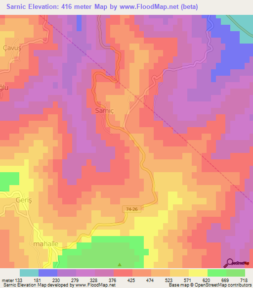 Sarnic,Turkey Elevation Map