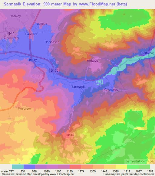 Sarmasik,Turkey Elevation Map