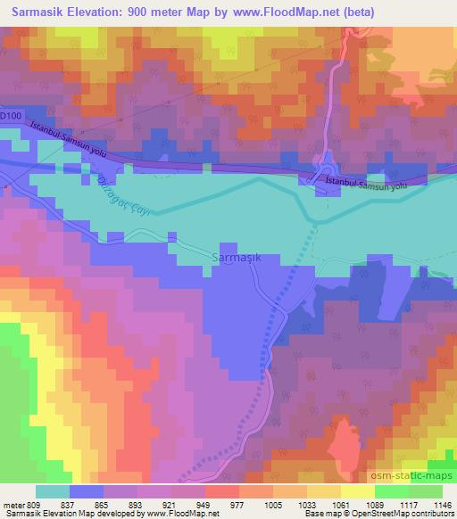 Sarmasik,Turkey Elevation Map