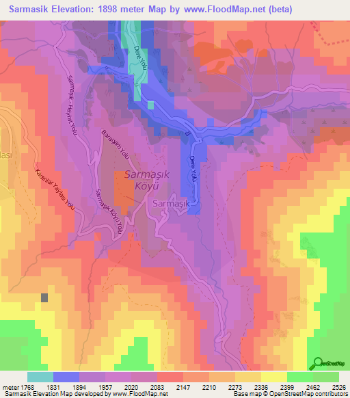 Sarmasik,Turkey Elevation Map