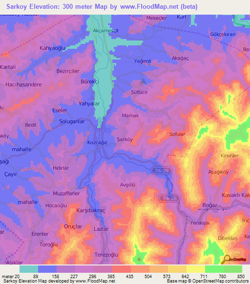 Sarkoy,Turkey Elevation Map