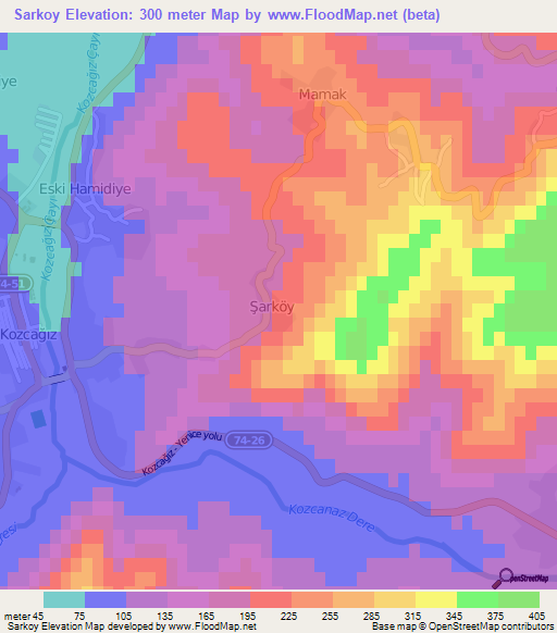 Sarkoy,Turkey Elevation Map