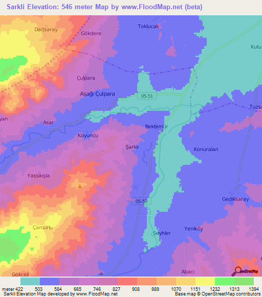 Sarkli,Turkey Elevation Map