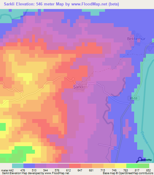 Sarkli,Turkey Elevation Map