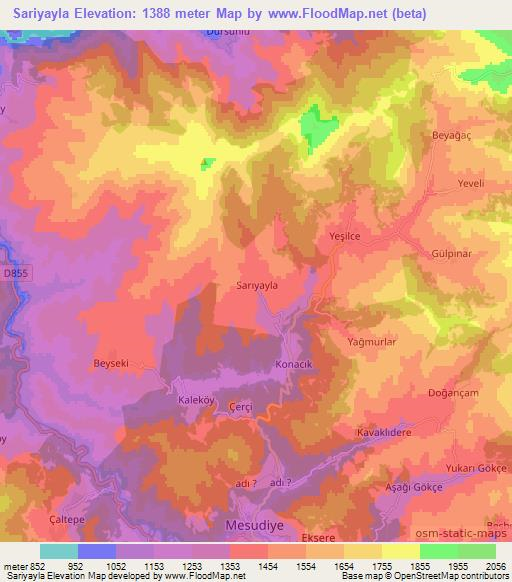 Sariyayla,Turkey Elevation Map