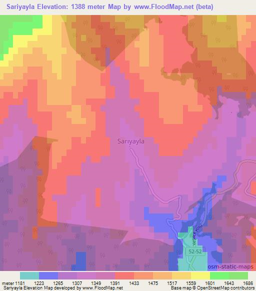 Sariyayla,Turkey Elevation Map