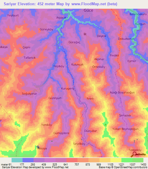 Sariyar,Turkey Elevation Map