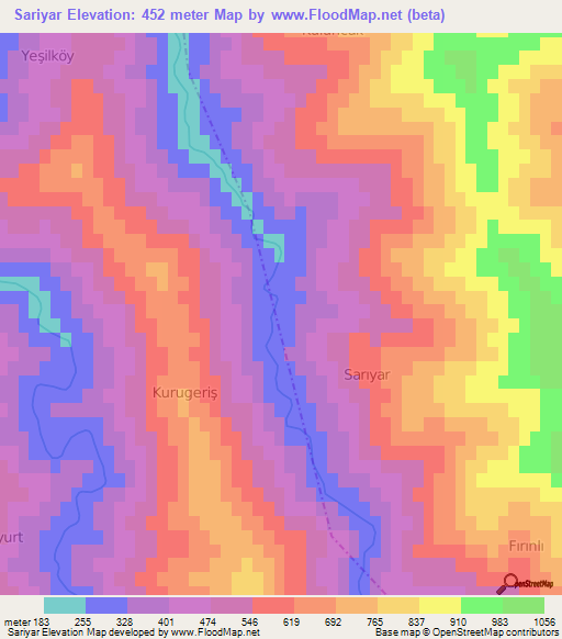 Sariyar,Turkey Elevation Map