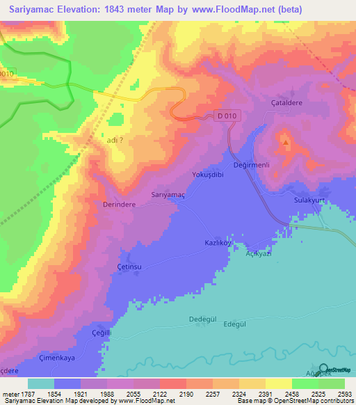 Sariyamac,Turkey Elevation Map