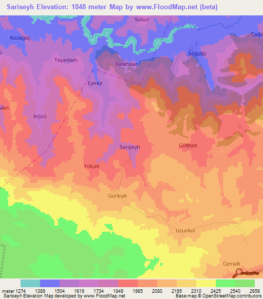 Sariseyh,Turkey Elevation Map