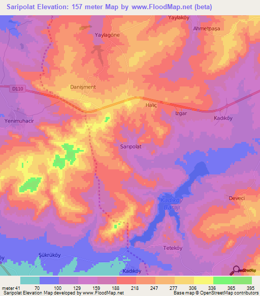 Saripolat,Turkey Elevation Map