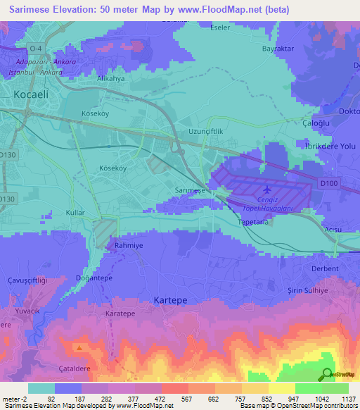 Sarimese,Turkey Elevation Map