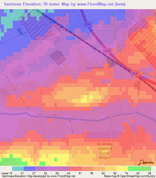 Sarimese,Turkey Elevation Map