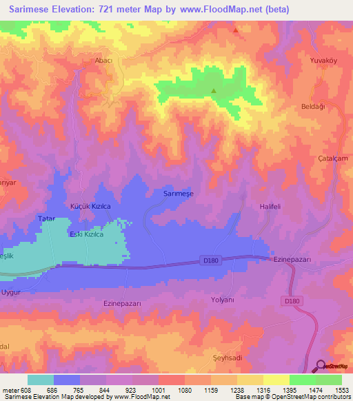 Sarimese,Turkey Elevation Map