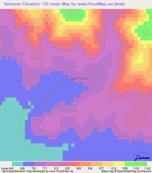 Sarimese,Turkey Elevation Map