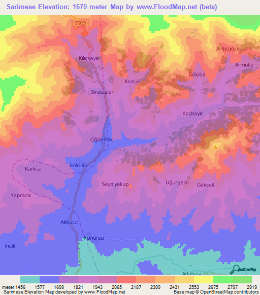 Sarimese,Turkey Elevation Map