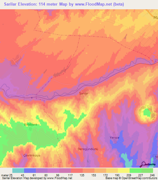 Sarilar,Turkey Elevation Map