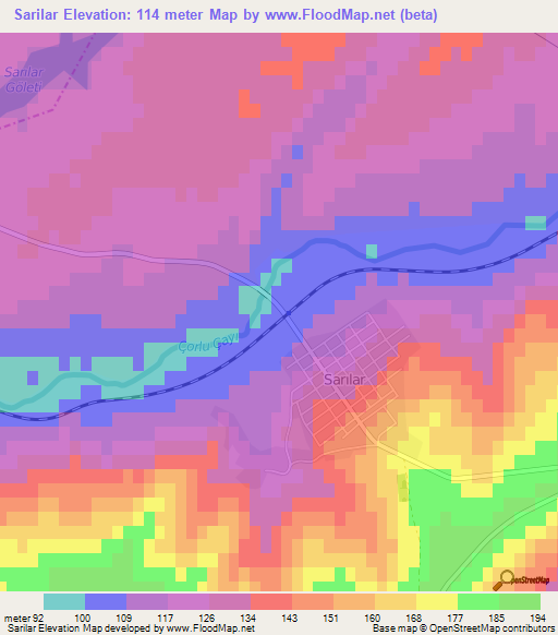 Sarilar,Turkey Elevation Map