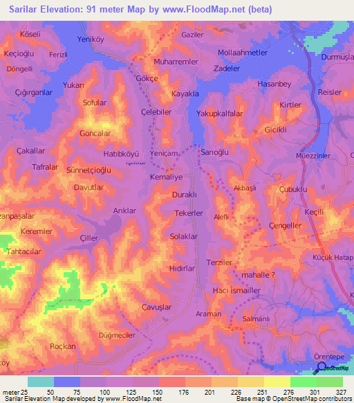 Sarilar,Turkey Elevation Map