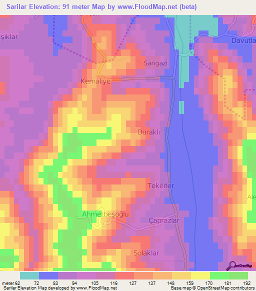 Sarilar,Turkey Elevation Map