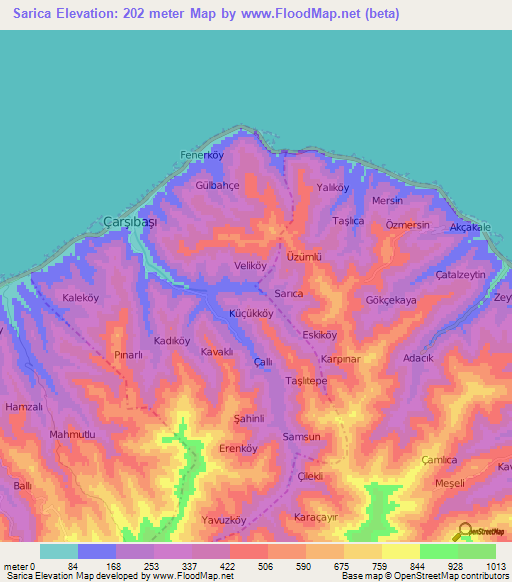 Sarica,Turkey Elevation Map