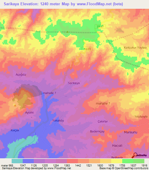 Sarikaya,Turkey Elevation Map