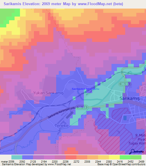 Sarikamis,Turkey Elevation Map