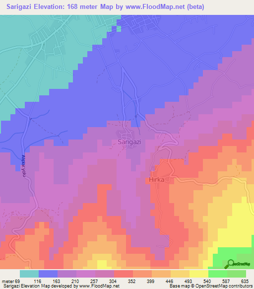 Sarigazi,Turkey Elevation Map