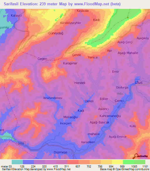 Sarifasil,Turkey Elevation Map