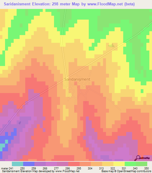 Saridanisment,Turkey Elevation Map