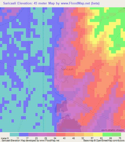 Saricaali,Turkey Elevation Map