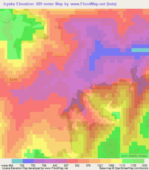 Icyaka,Turkey Elevation Map