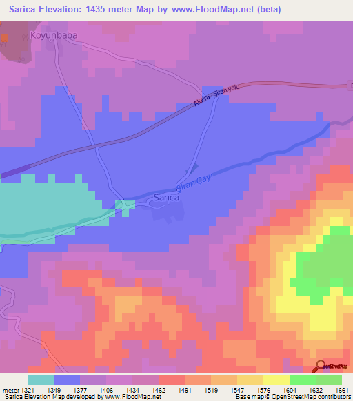 Sarica,Turkey Elevation Map