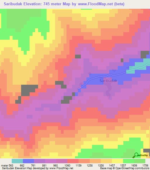 Saribudak,Turkey Elevation Map