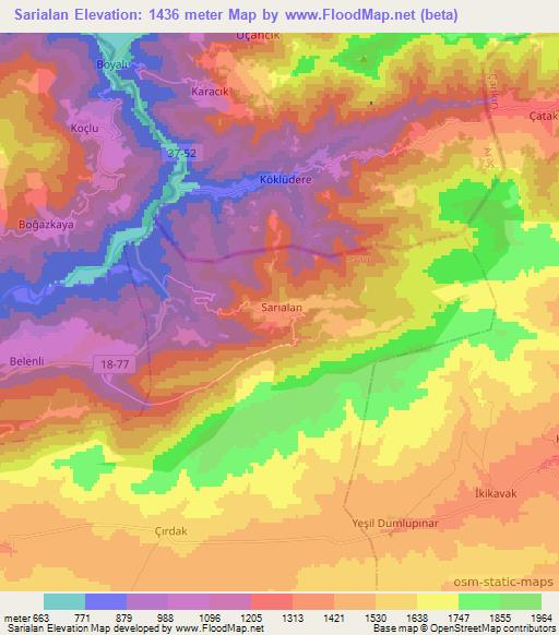 Sarialan,Turkey Elevation Map