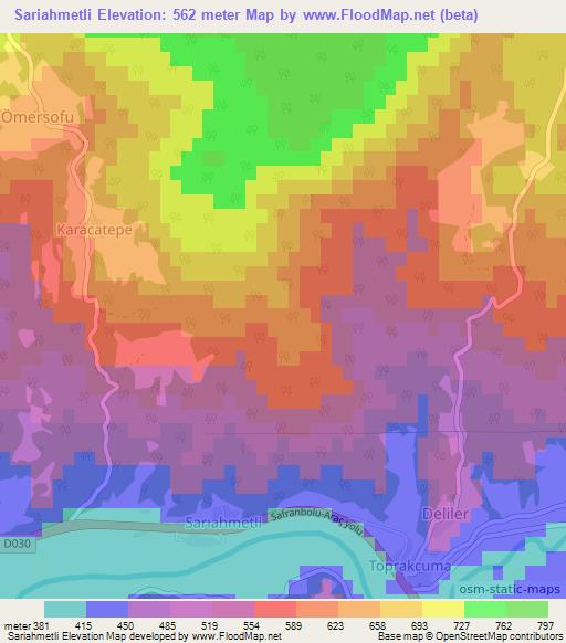 Sariahmetli,Turkey Elevation Map