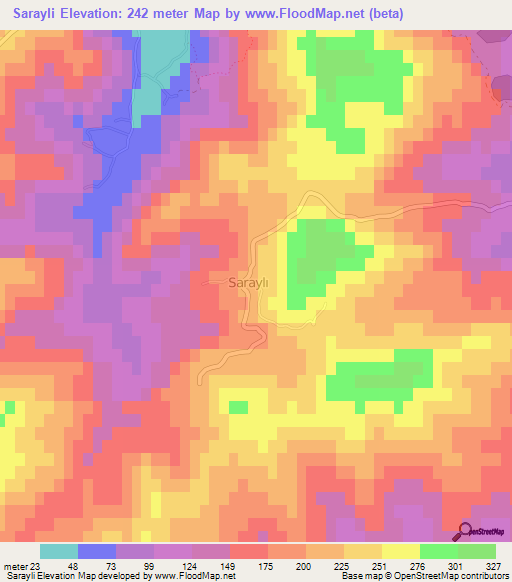 Sarayli,Turkey Elevation Map