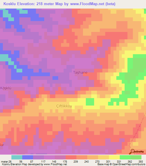 Kosklu,Turkey Elevation Map