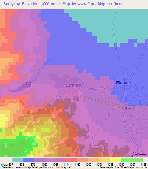 Saraykoy,Turkey Elevation Map