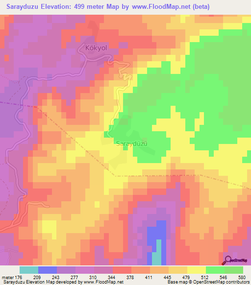 Sarayduzu,Turkey Elevation Map