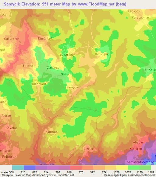 Saraycik,Turkey Elevation Map