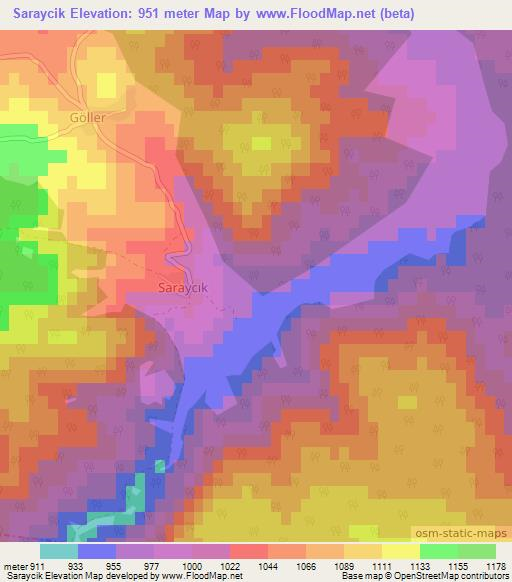 Saraycik,Turkey Elevation Map