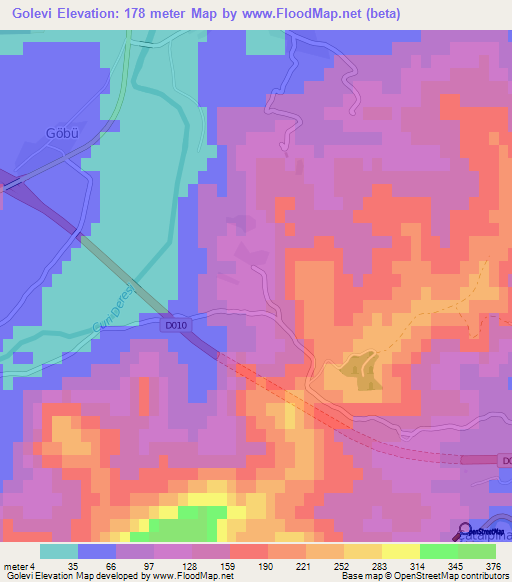 Golevi,Turkey Elevation Map